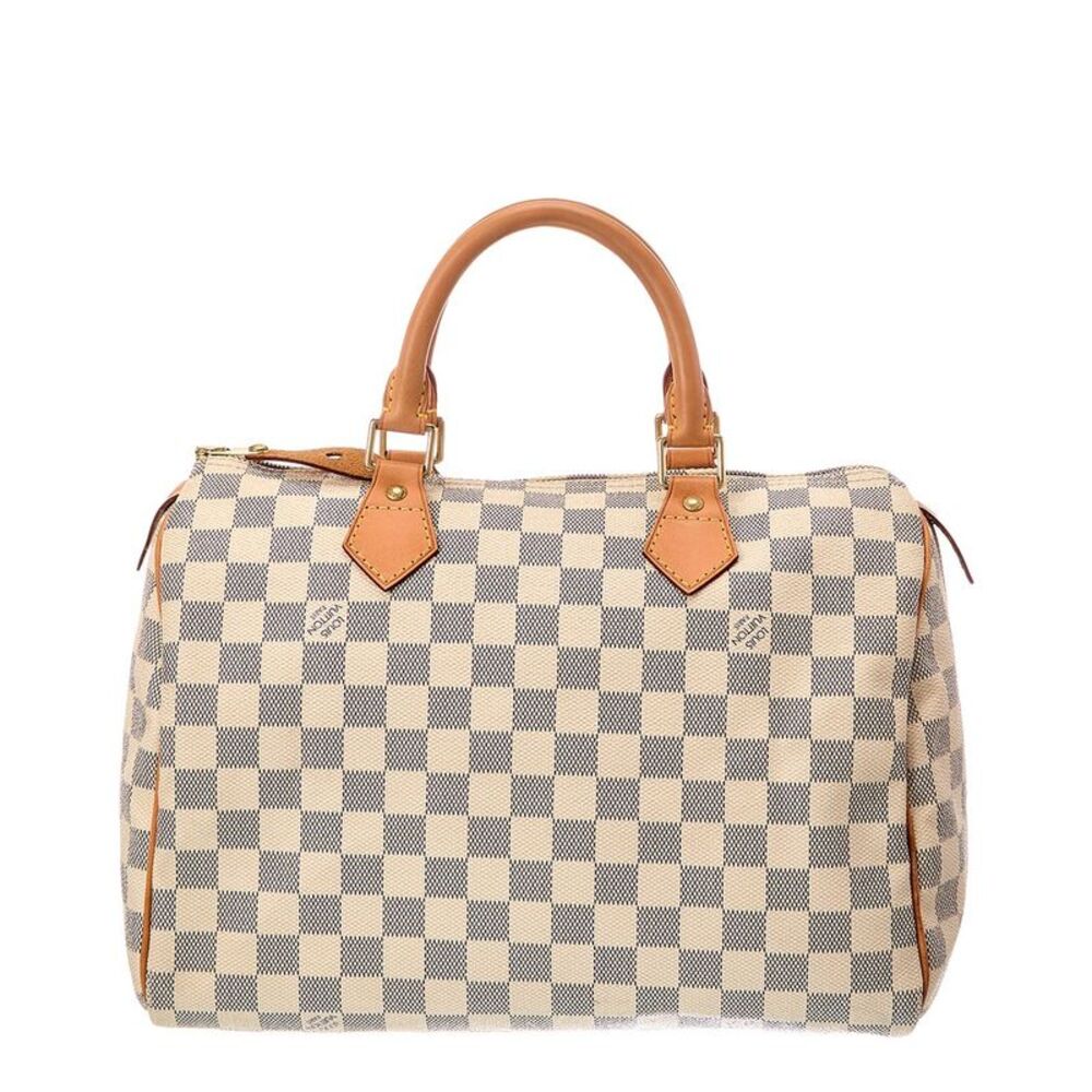 Louis Vuitton White Damier Azur Canvas Speedy 35 (Authentic Pre-Loved)